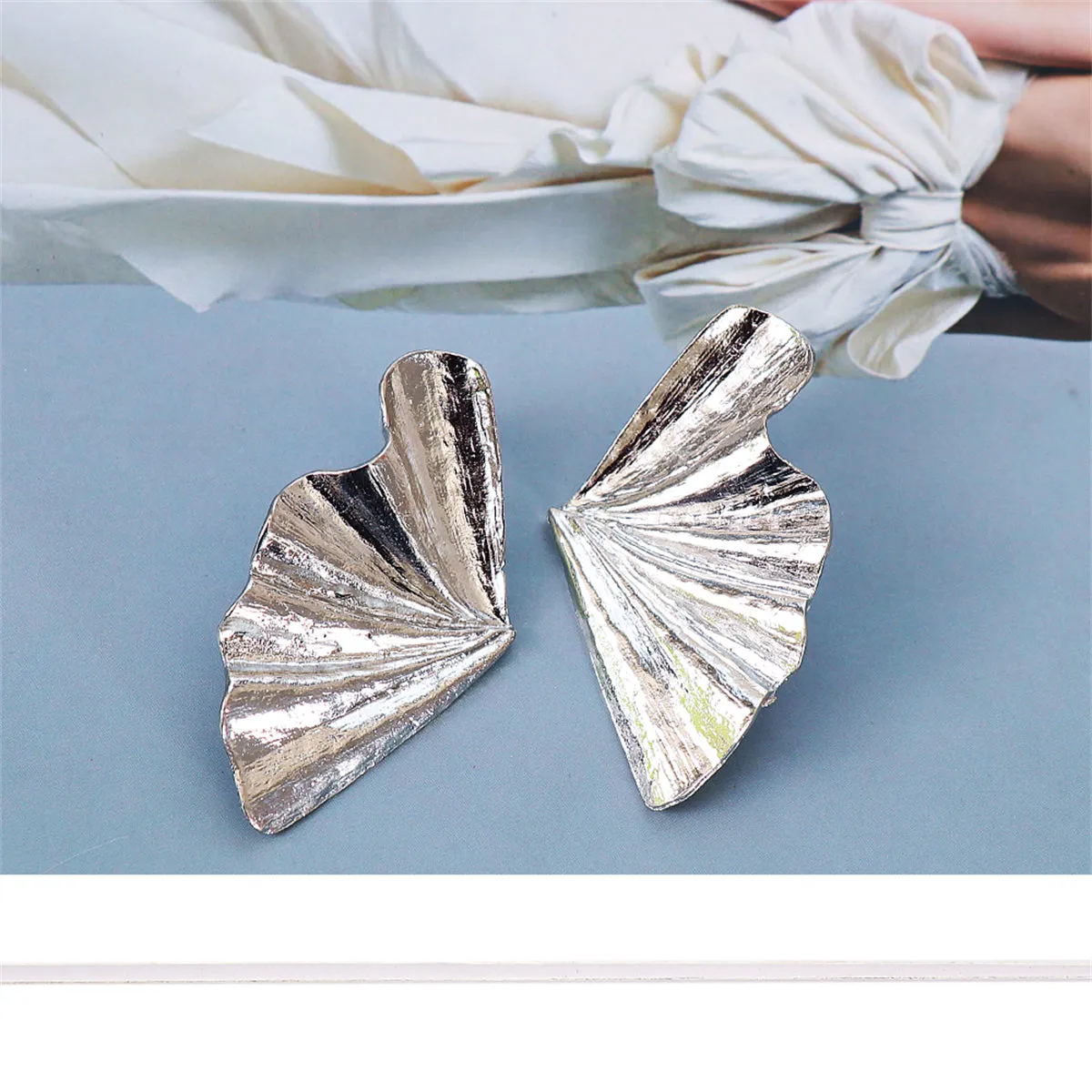 Silver-Plated Fan Stud Earrings