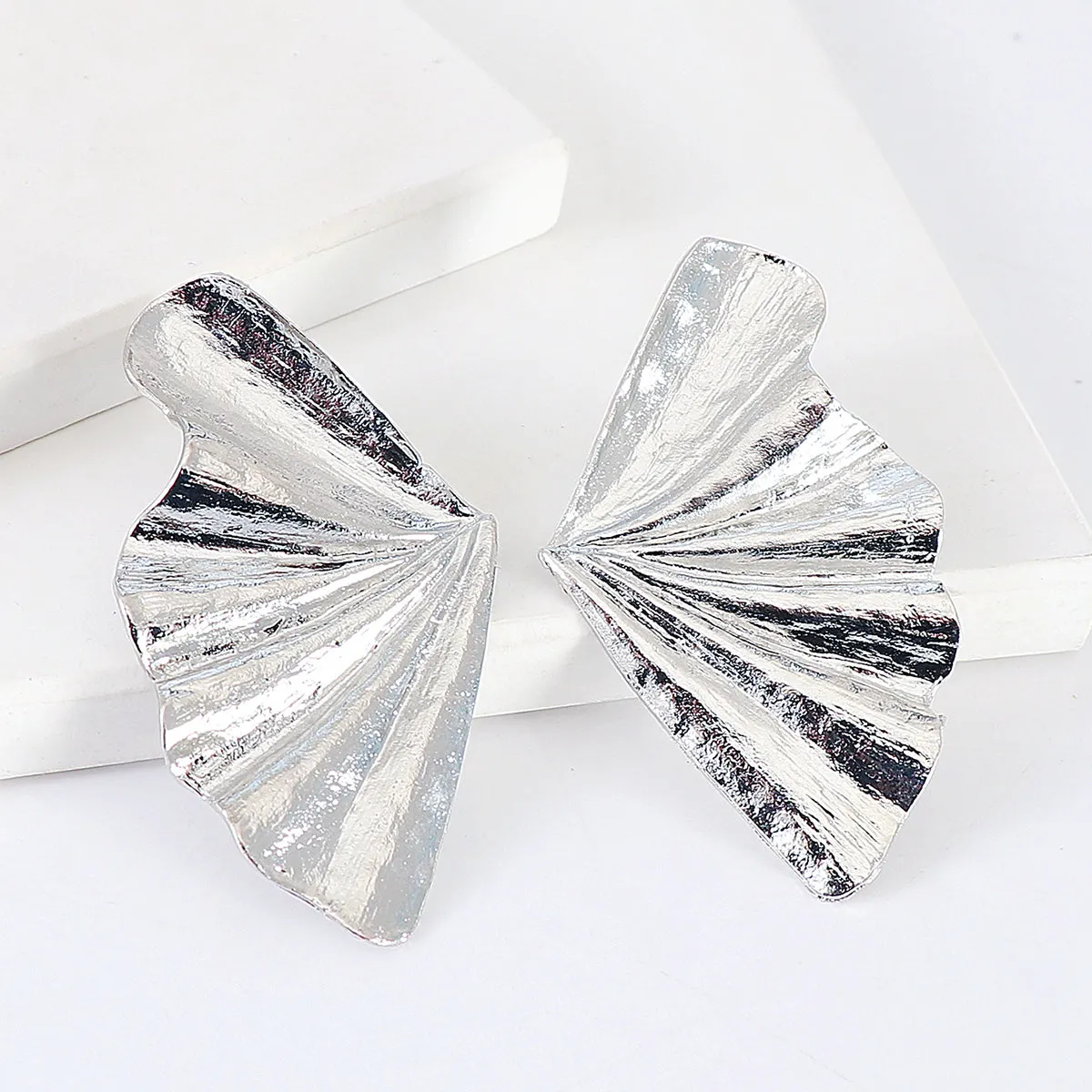 Silver-Plated Fan Stud Earrings