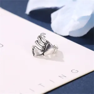 Silver-Plated Skeleton Hand Ear Cuff