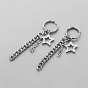 Silver-Plated Star Tassel Drop Earrings