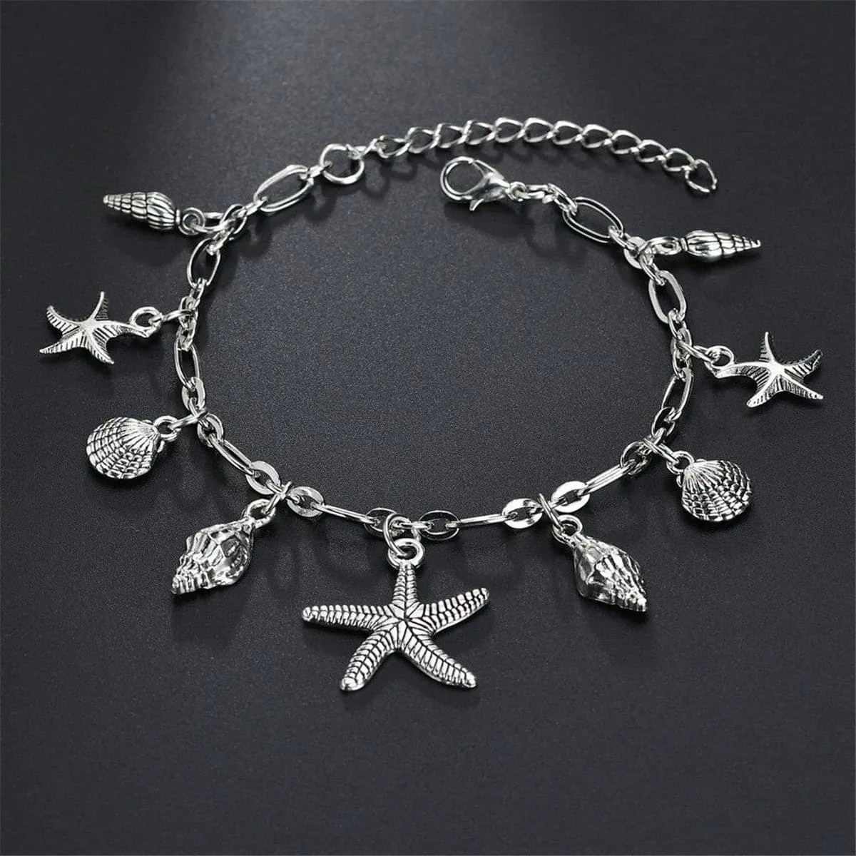 Silver-Plated Starfish Charm Anklet