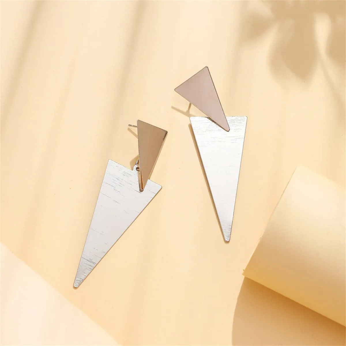 Silver-Plated Triangle Drop Earrings