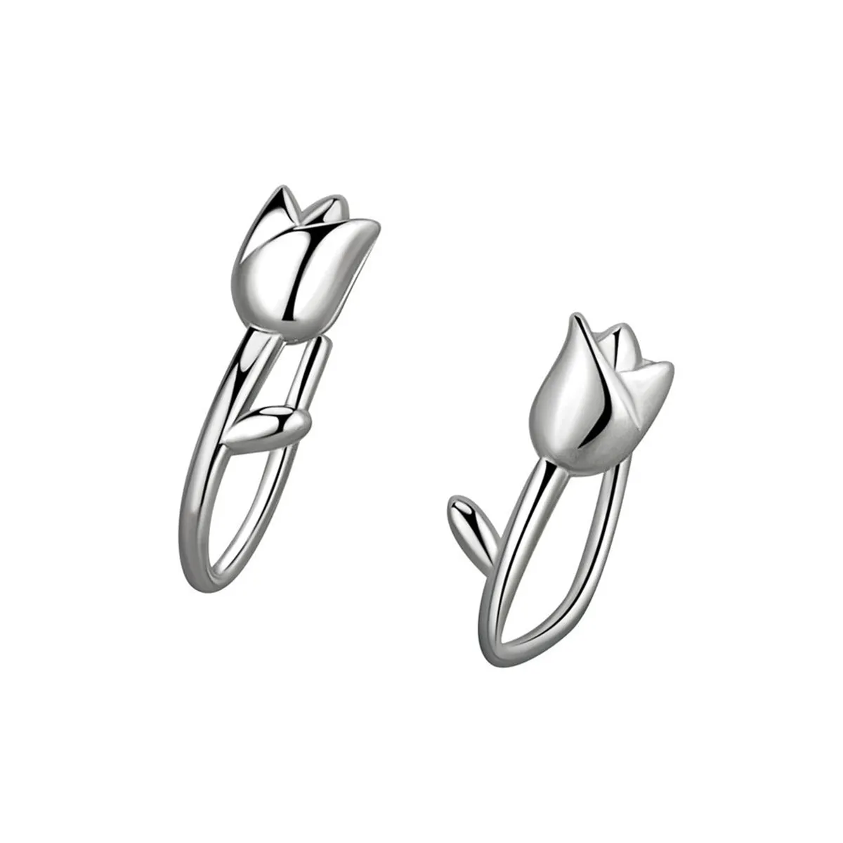Silver-Plated Tulip Ear Climbers