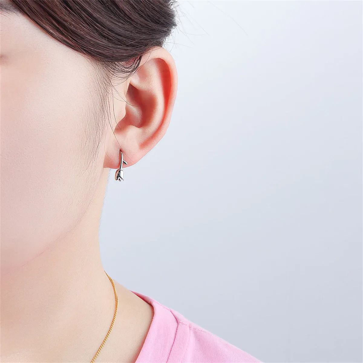 Silver-Plated Tulip Ear Climbers