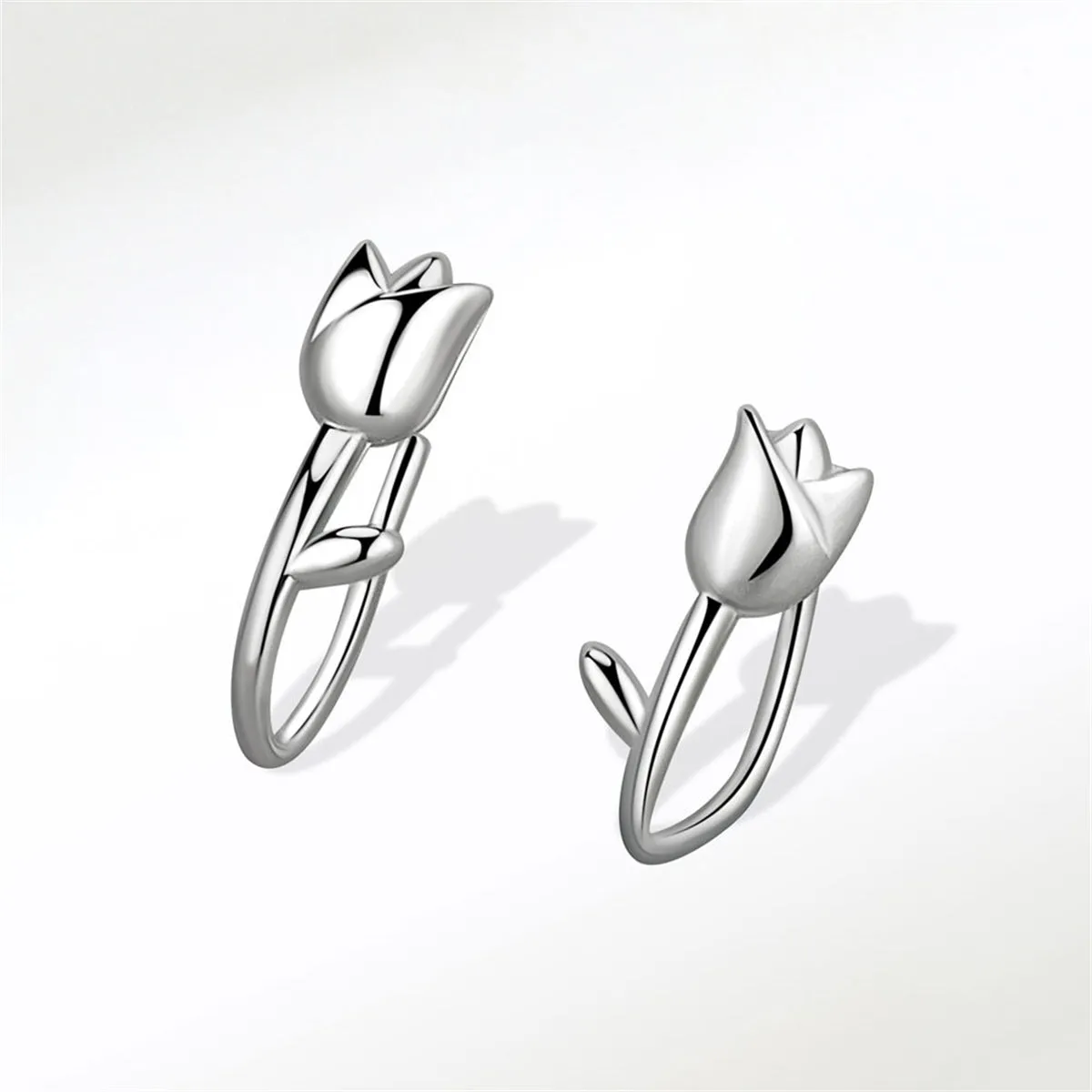 Silver-Plated Tulip Ear Climbers