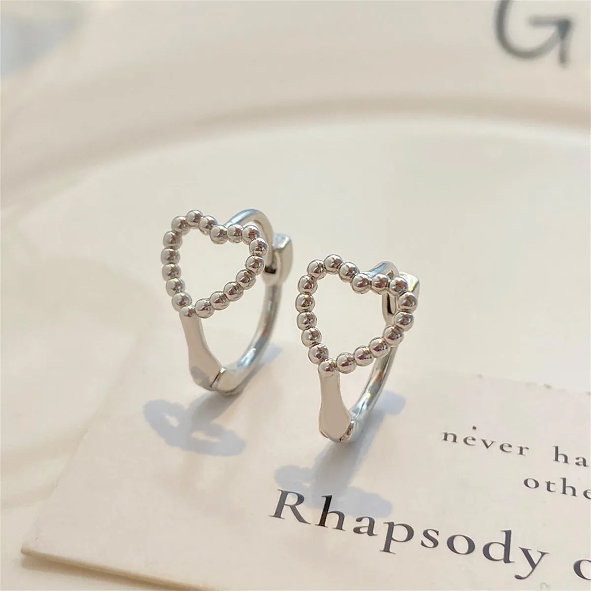 Silver-Plated Twine Heart Huggie Earrings