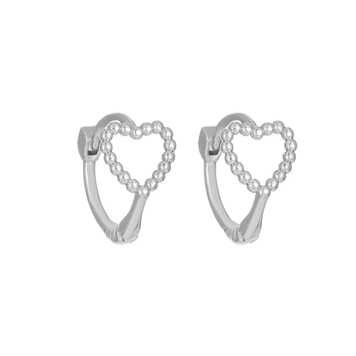 Silver-Plated Twine Heart Huggie Earrings