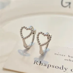Silver-Plated Twine Heart Huggie Earrings