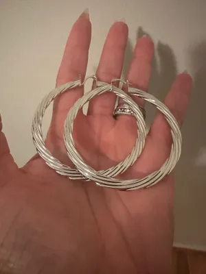 Silver Twisted Hoops