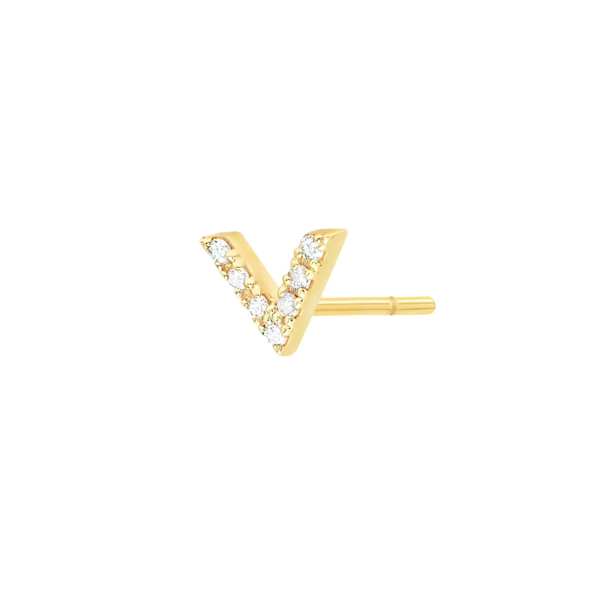 Single Diamond Dagger Stud | Yellow Gold
