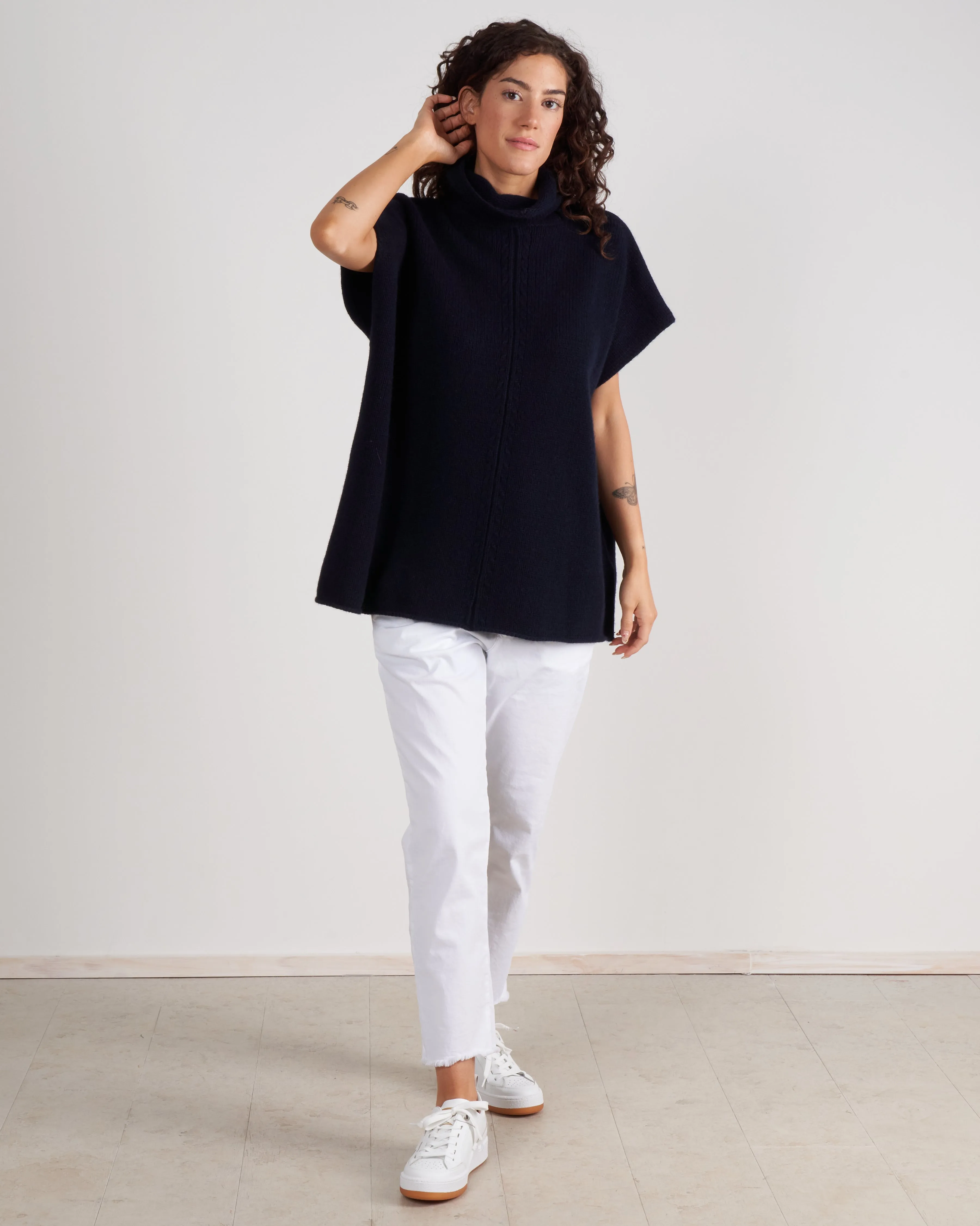 sleeveless mockneck tunic - deep night cc7-14