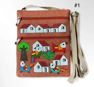 SMALL Crossbody- Cartera bandolera de Yute Pintada y hecha a mano