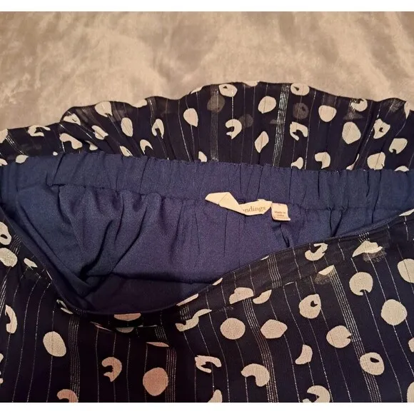 Soft Surroundings Boho Polka Dot Tiered Ruffle Blue Maxi Skirt with Slit Size L