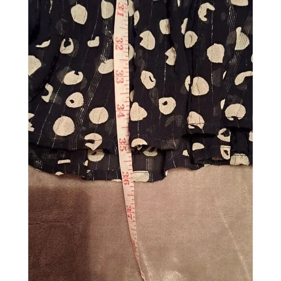 Soft Surroundings Boho Polka Dot Tiered Ruffle Blue Maxi Skirt with Slit Size L