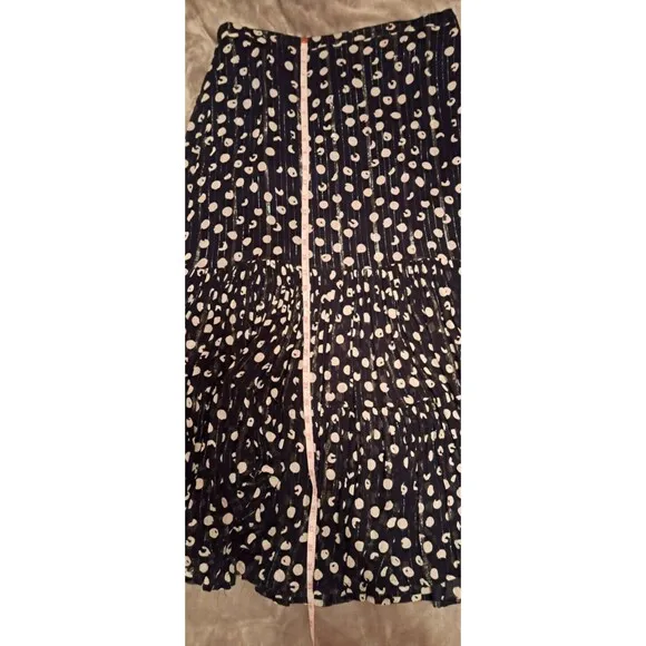 Soft Surroundings Boho Polka Dot Tiered Ruffle Blue Maxi Skirt with Slit Size L