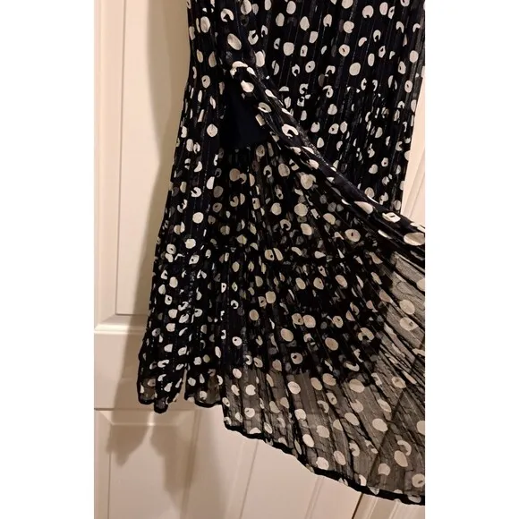 Soft Surroundings Boho Polka Dot Tiered Ruffle Blue Maxi Skirt with Slit Size L