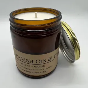 Spanish Gin & Tonic Soy Wax Candle | 9 oz Amber Apothecary Jar