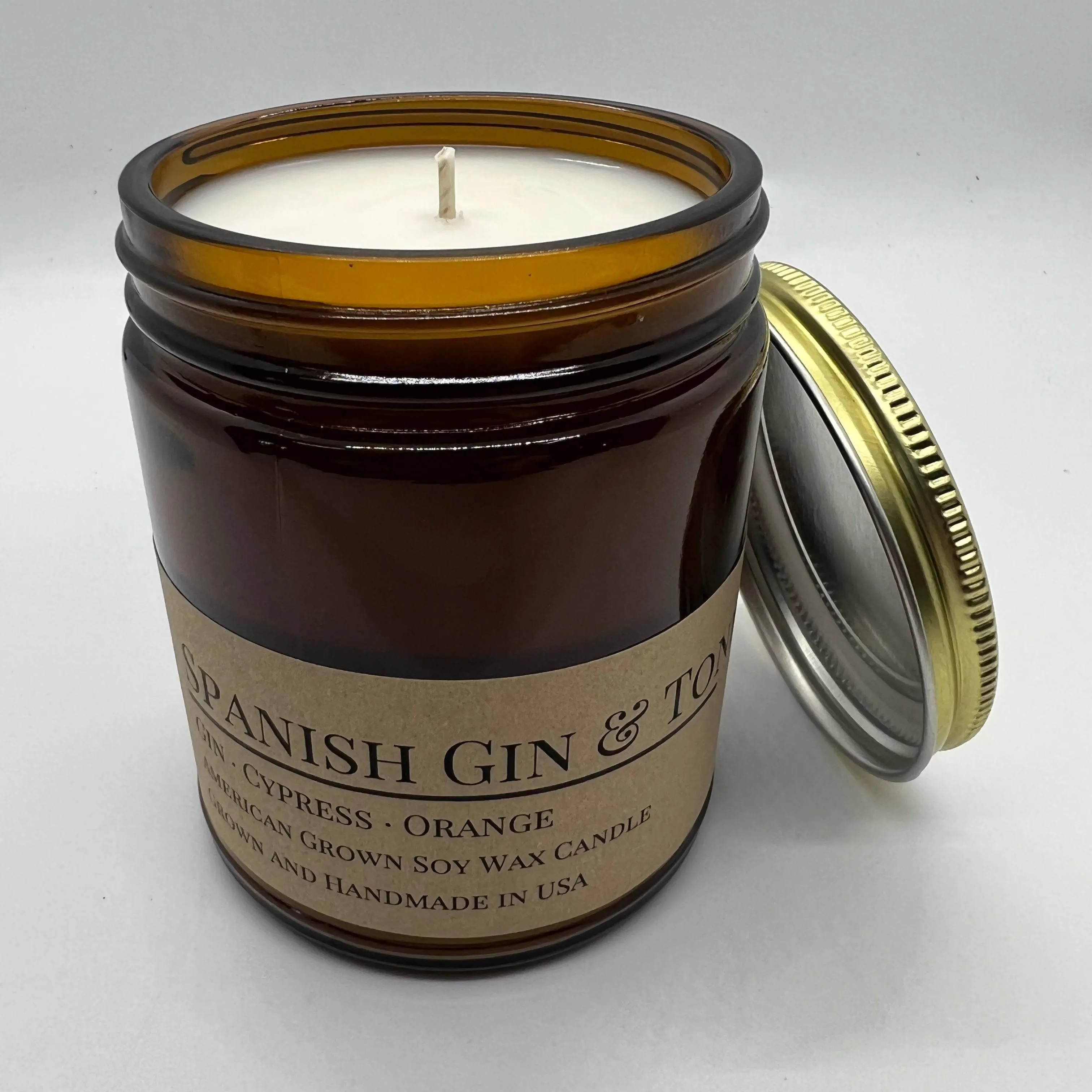 Spanish Gin & Tonic Soy Wax Candle | 9 oz Amber Apothecary Jar