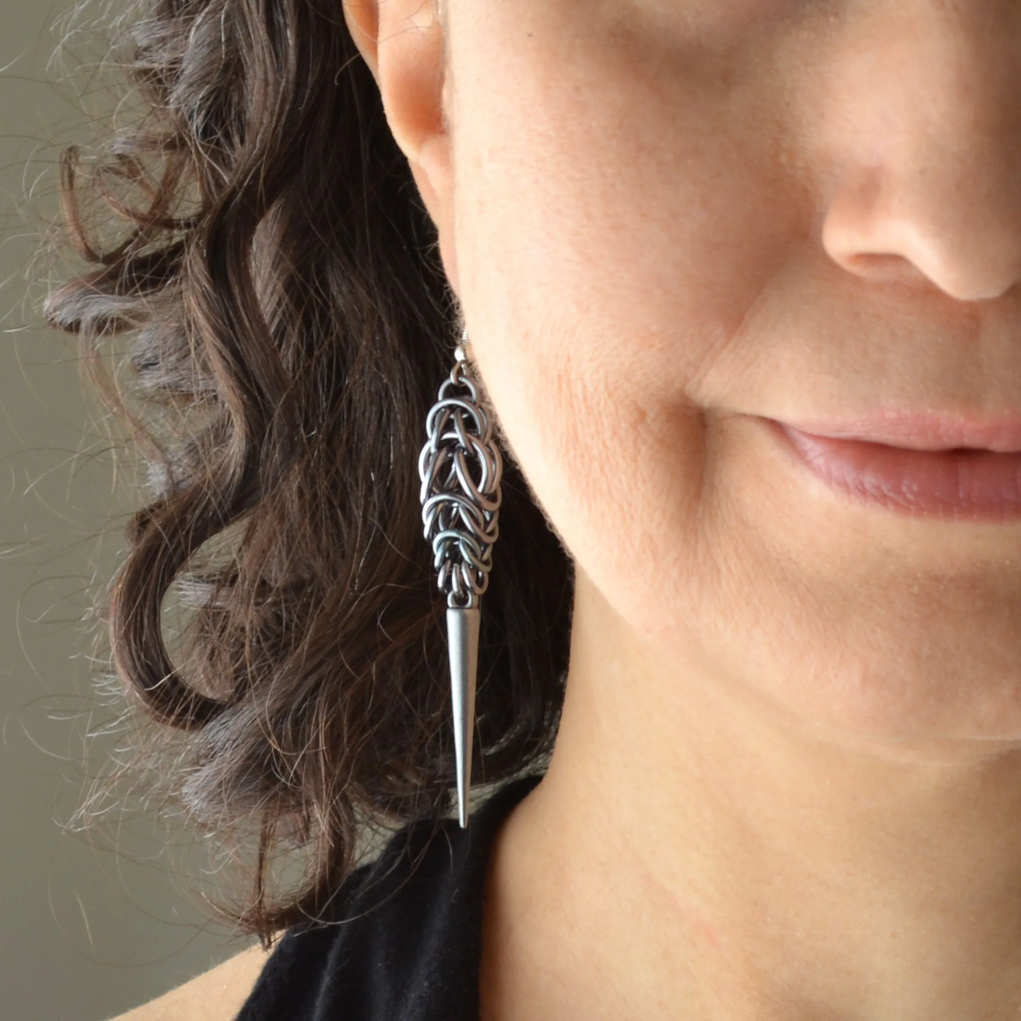 Spike Earrings - Grey