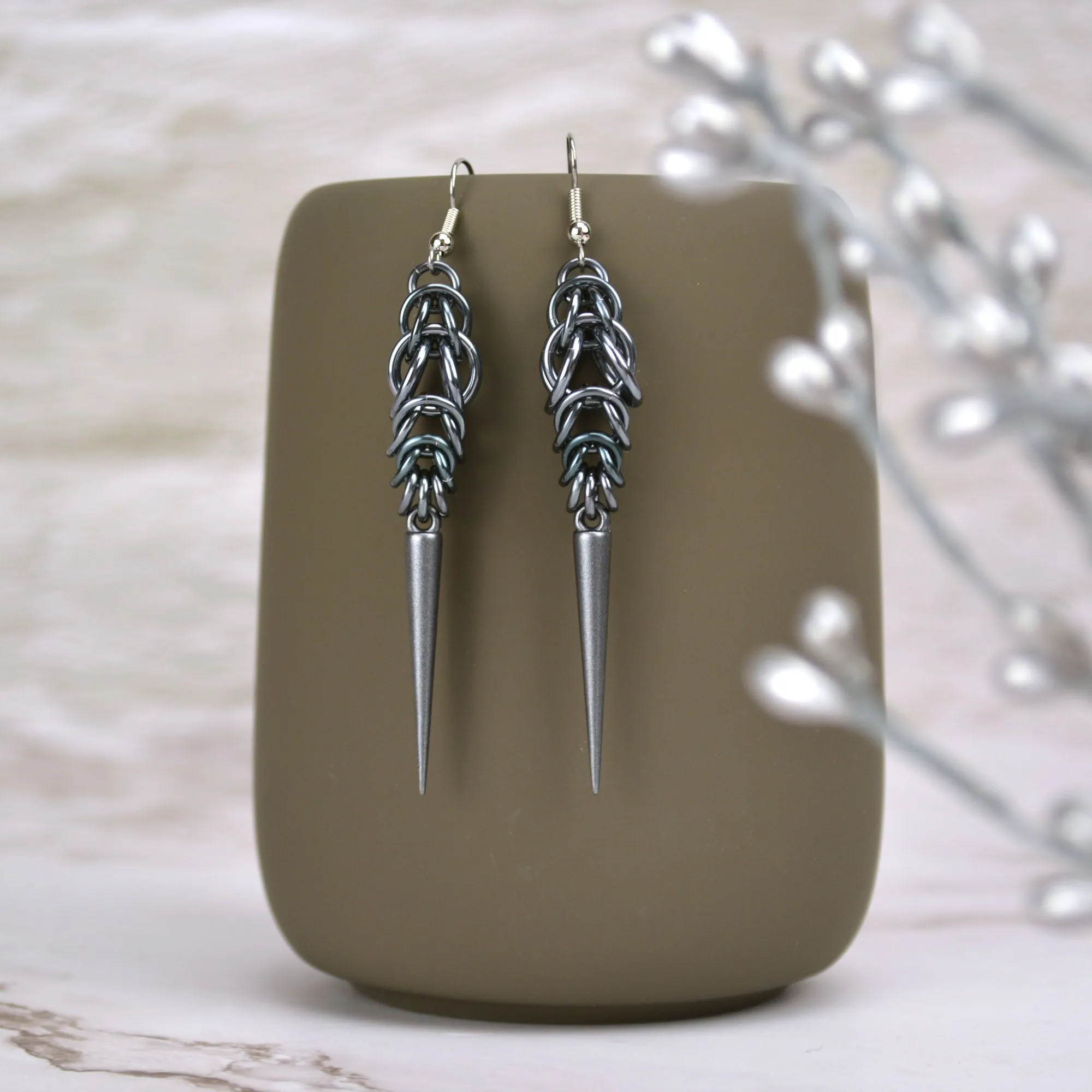 Spike Earrings - Grey