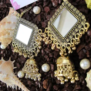 Square Mirror Beads Hand Crafted Jhumki