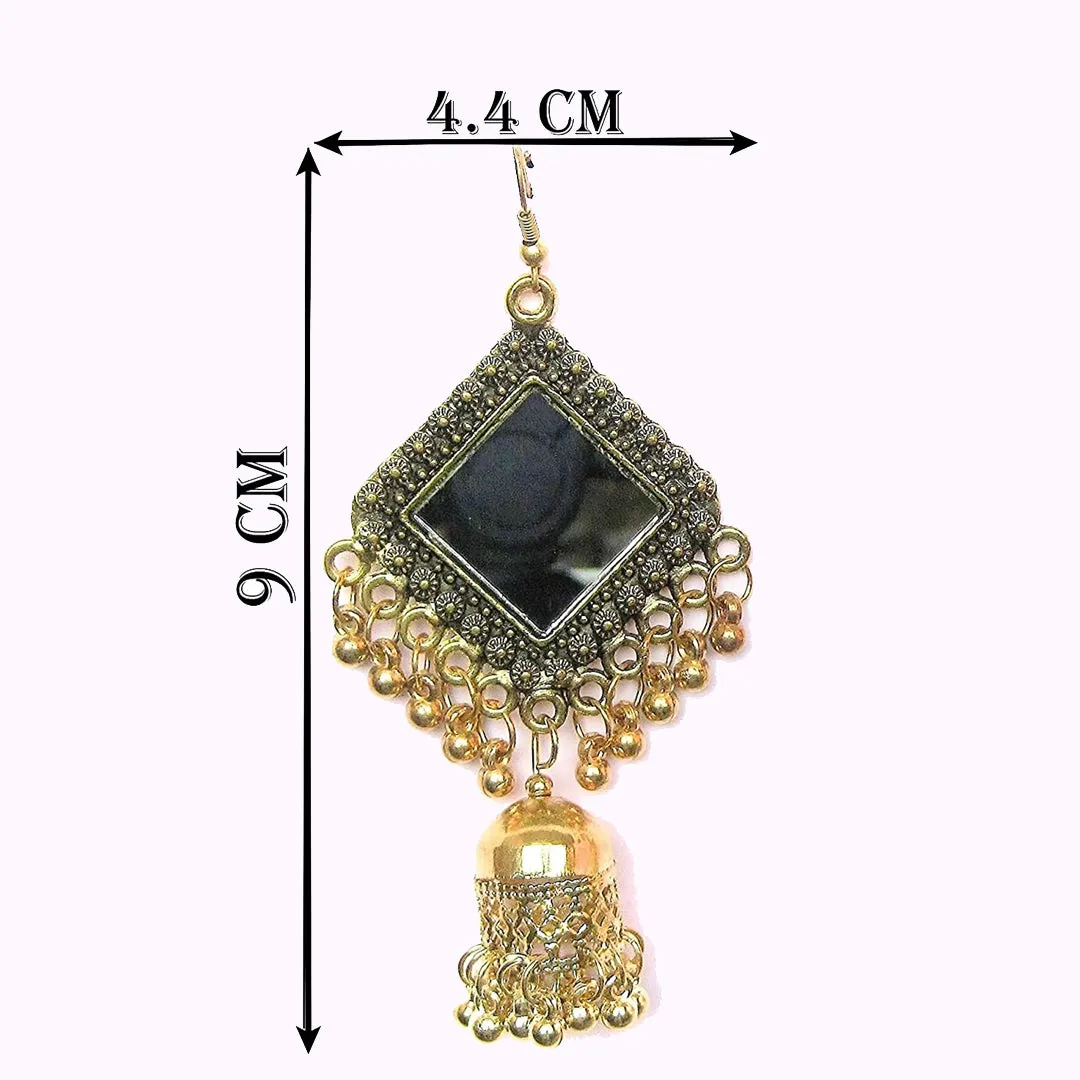 Square Mirror Beads Hand Crafted Jhumki