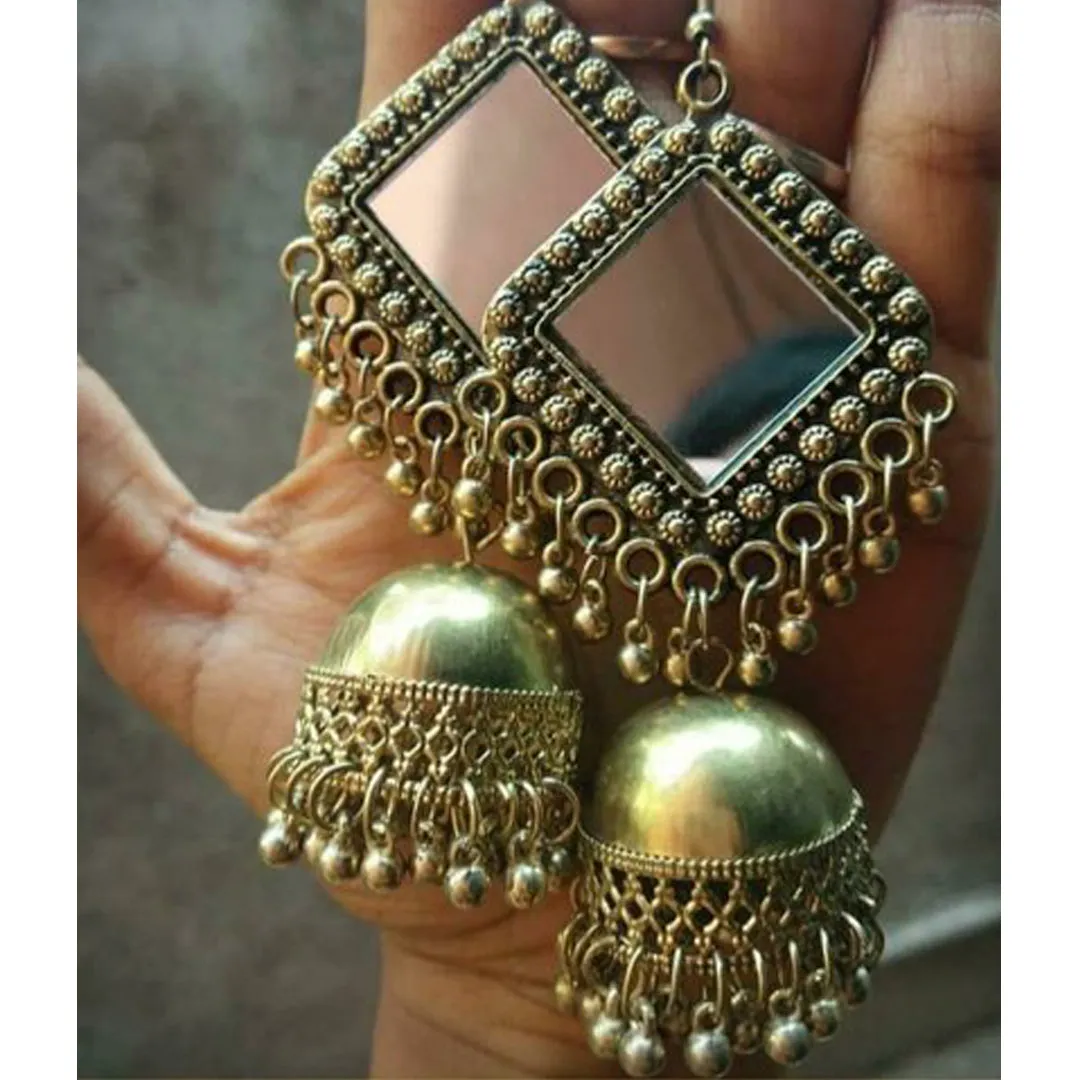 Square Mirror Beads Hand Crafted Jhumki