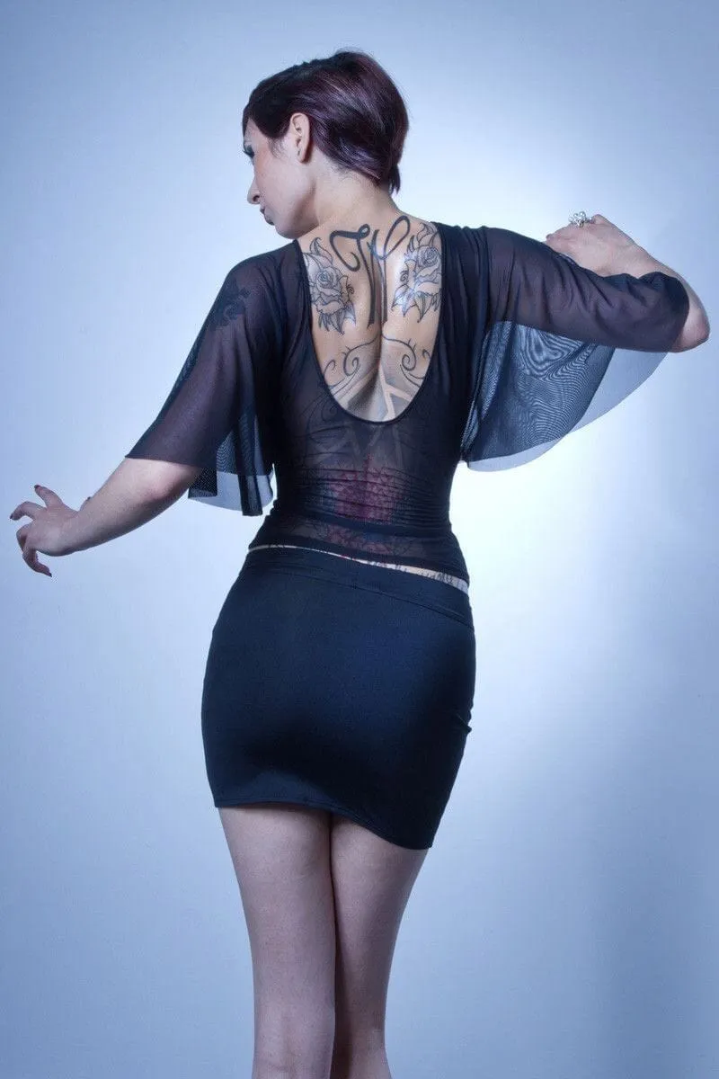 SS-Aloha Edgy Skirt | Black Lycra