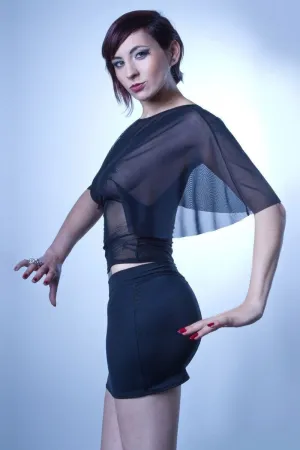 SS-Aloha Edgy Skirt | Black Lycra