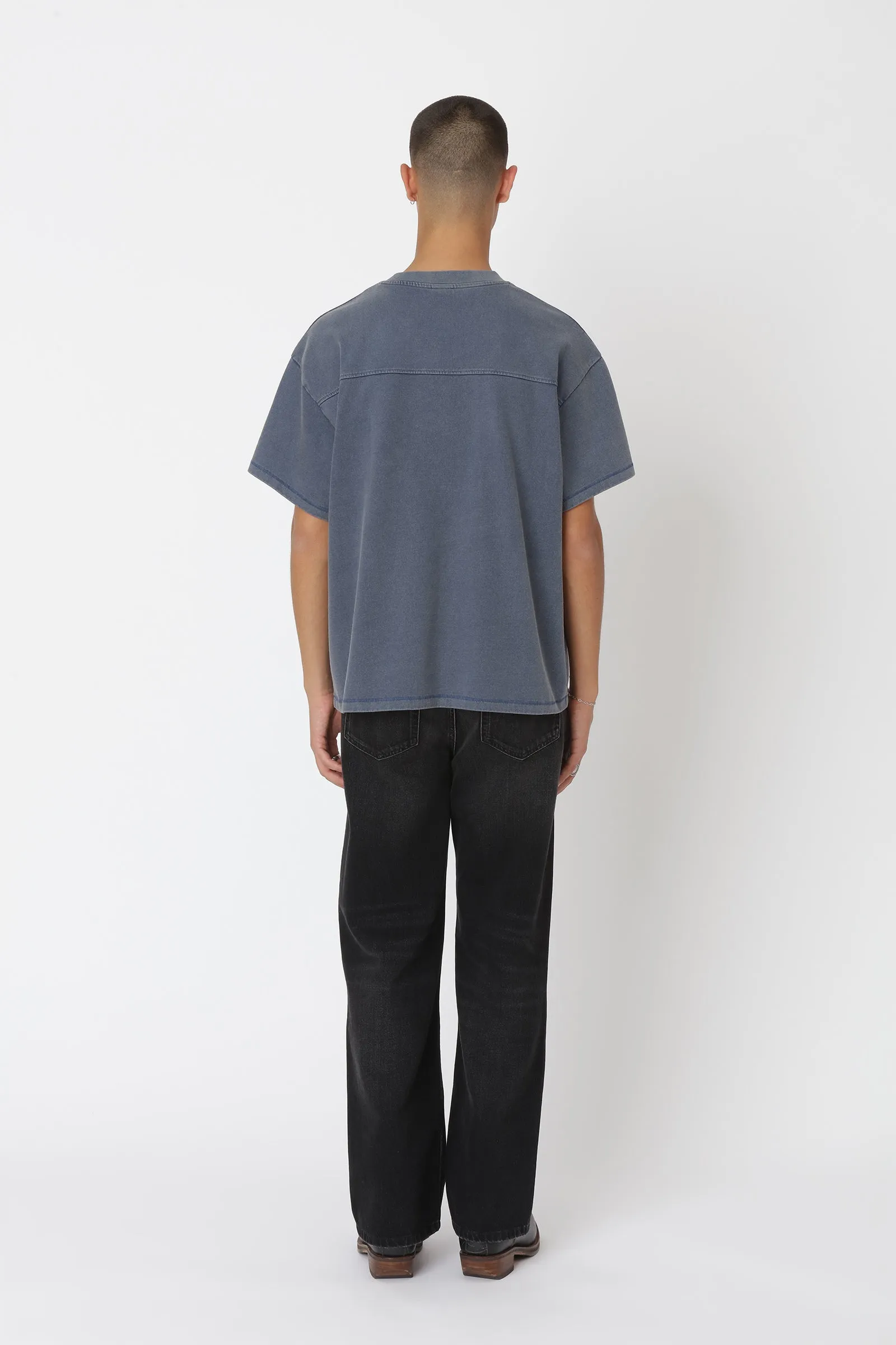Staff Boxy Tee - Washed Dark Denim
