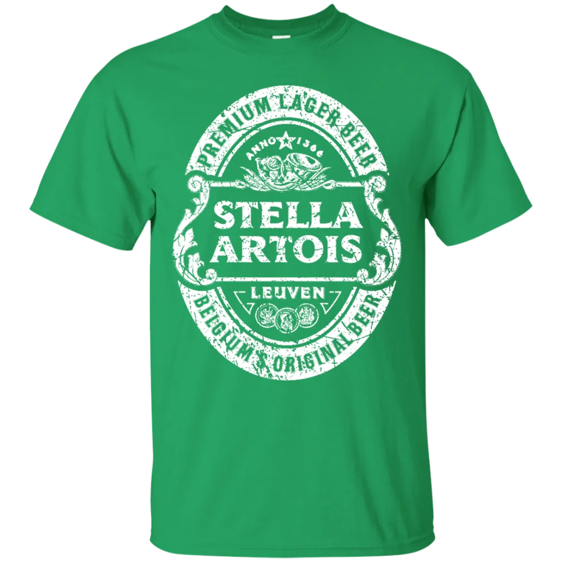 Stella Artois Beer T-Shirt Custom Designed White Worn Label Pattern