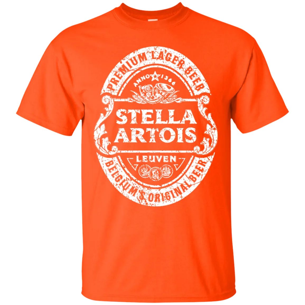 Stella Artois Beer T-Shirt Custom Designed White Worn Label Pattern