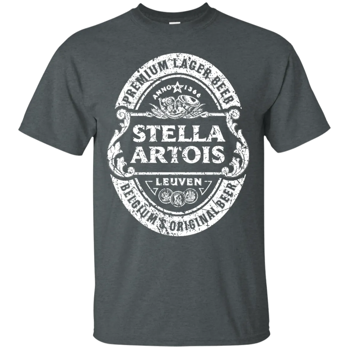 Stella Artois Beer T-Shirt Custom Designed White Worn Label Pattern