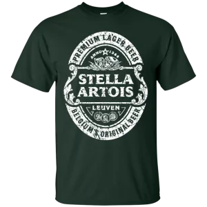 Stella Artois Beer T-Shirt Custom Designed White Worn Label Pattern