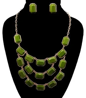 Stoned Layered Necklace Set