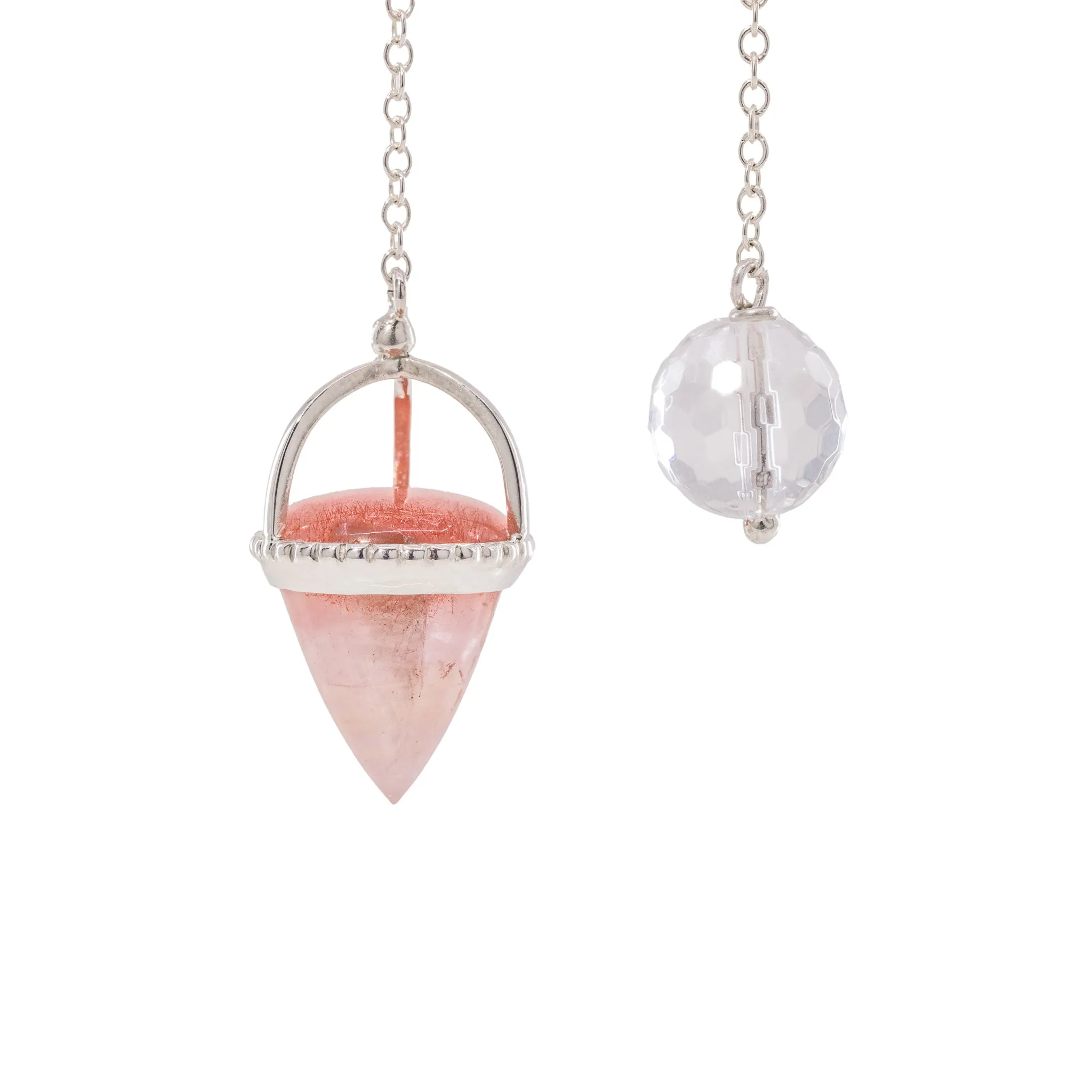 Strawberry Quartz 21.73 Carat Sterling Silver Hand Crafted Crystal Pendulum