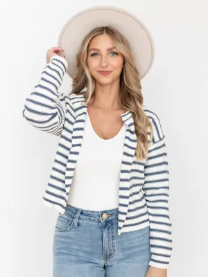 Stripe Knit Open Cardigan