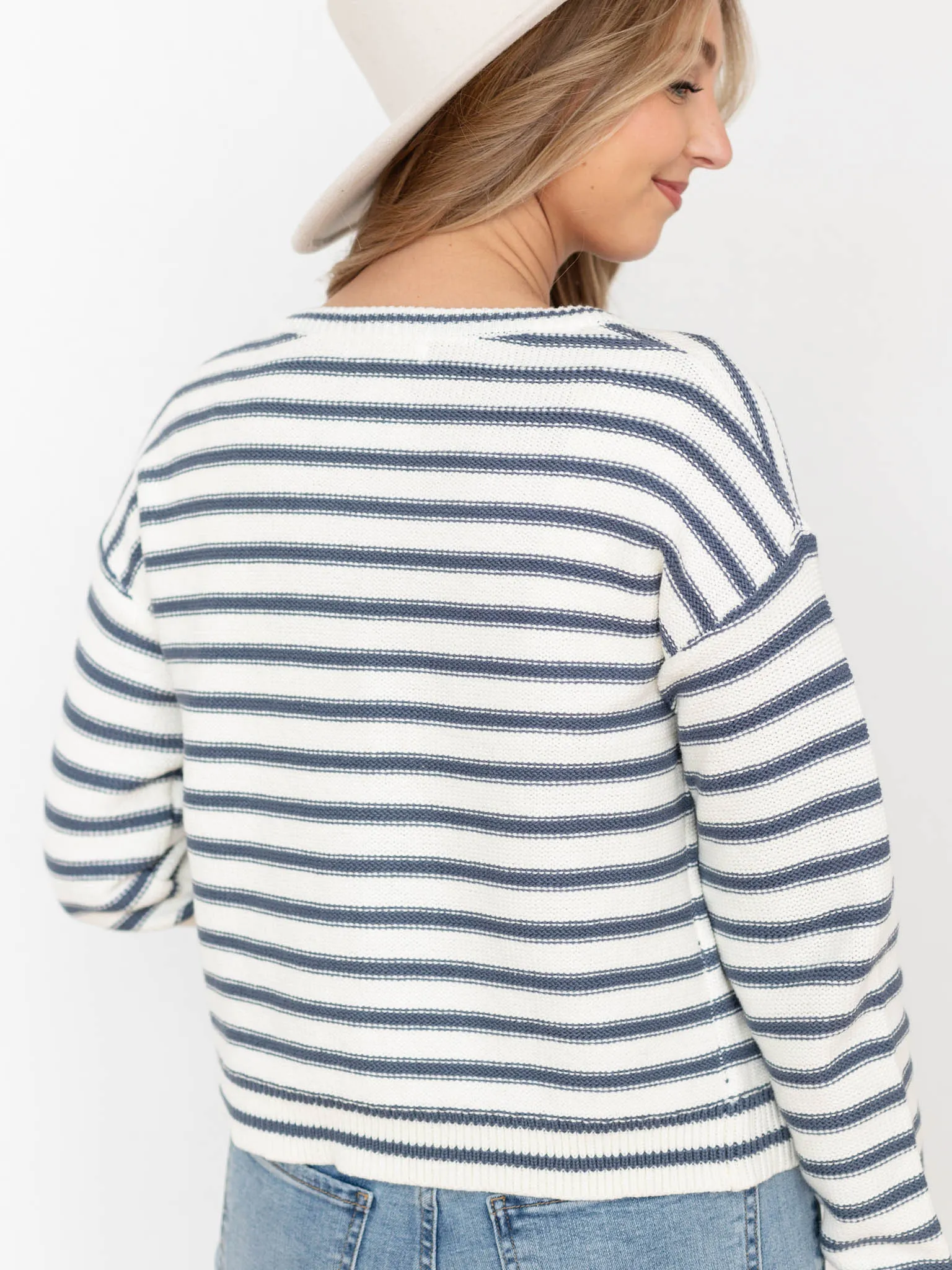 Stripe Knit Open Cardigan