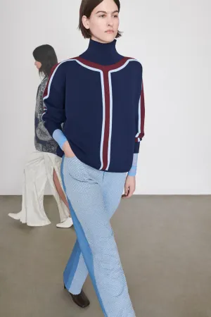 Striped Track Sweater- MIDNIGHT