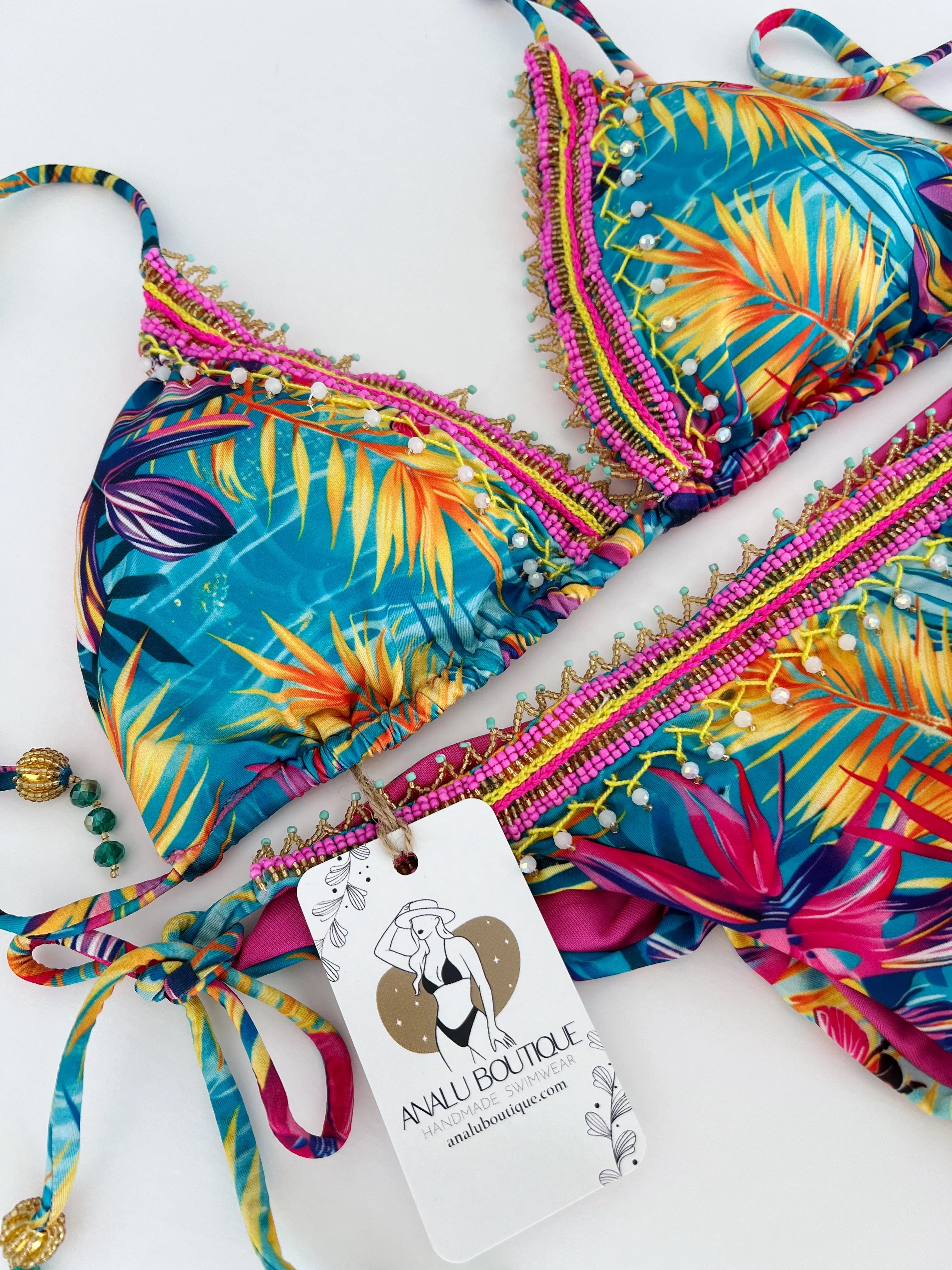 Sunset Handmade Beaded Bikini Set
