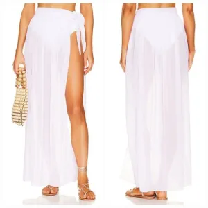 Superdown x Jetset Christina Catalina Sheer Maxi Skirt in White Small