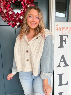 Sweet Surprise Knit Denim Jacket