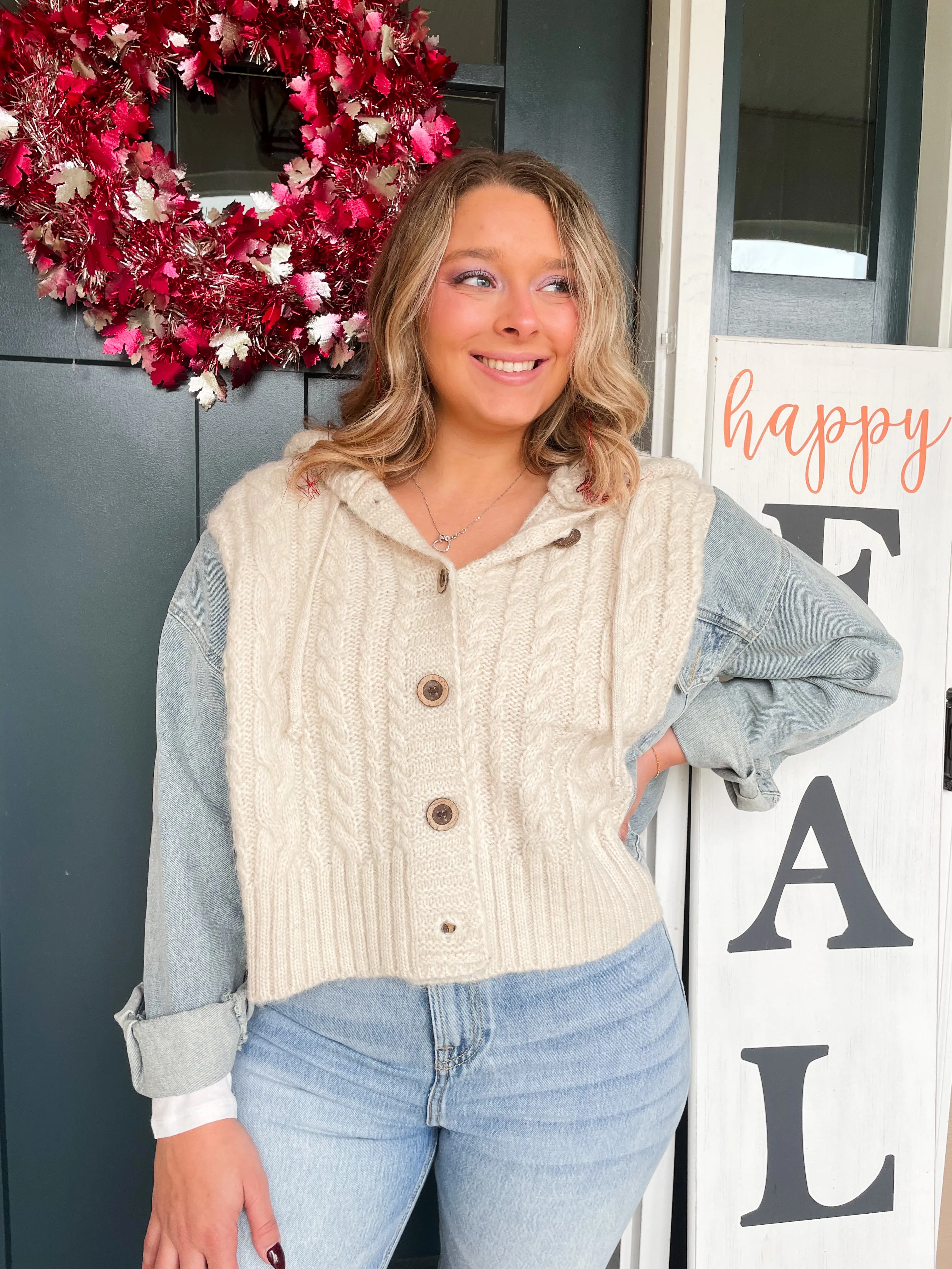 Sweet Surprise Knit Denim Jacket