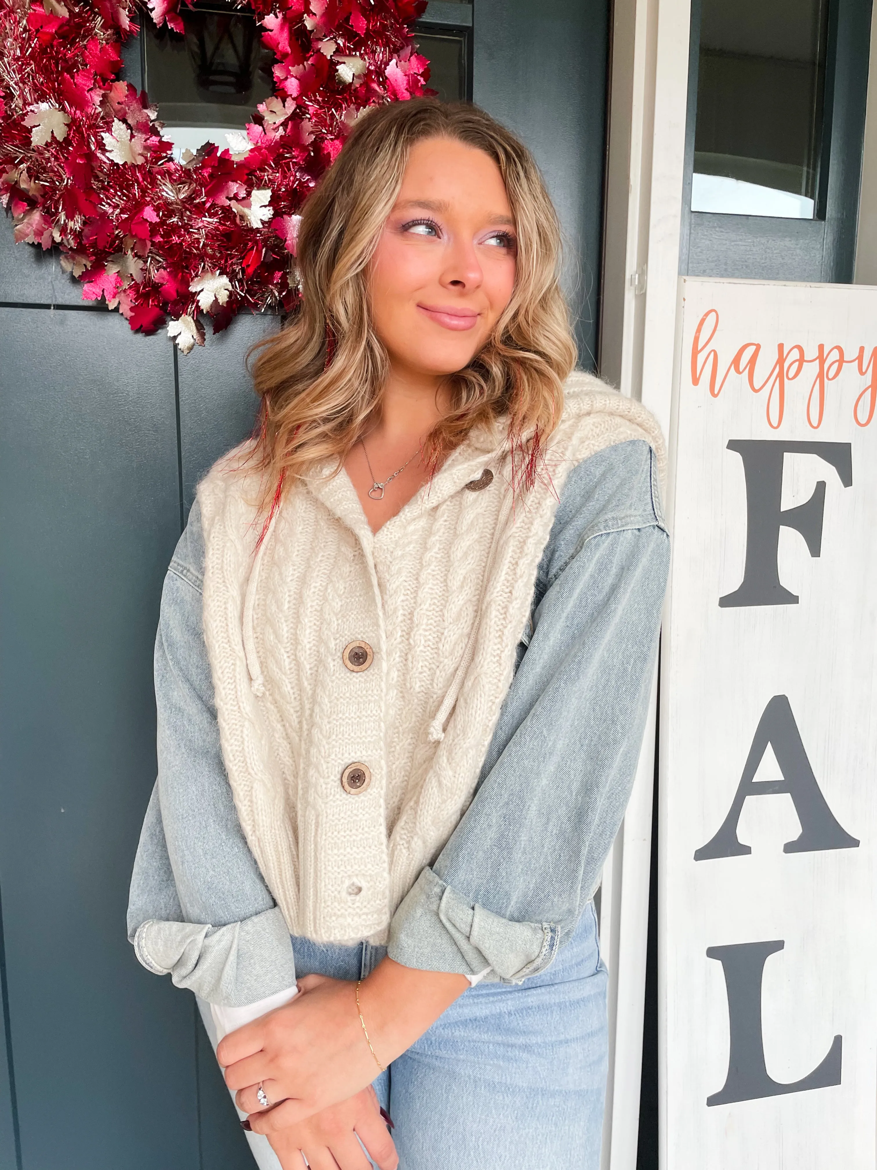 Sweet Surprise Knit Denim Jacket