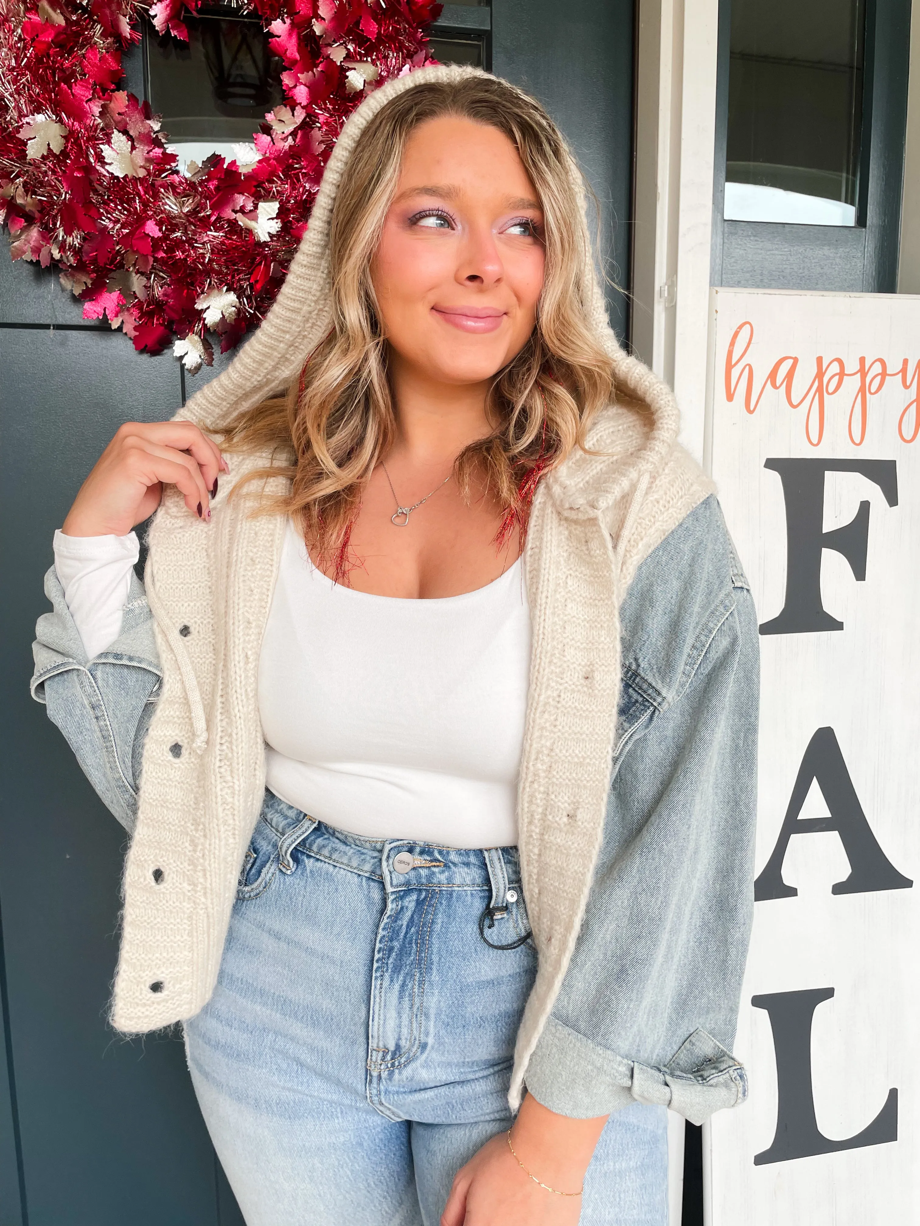 Sweet Surprise Knit Denim Jacket