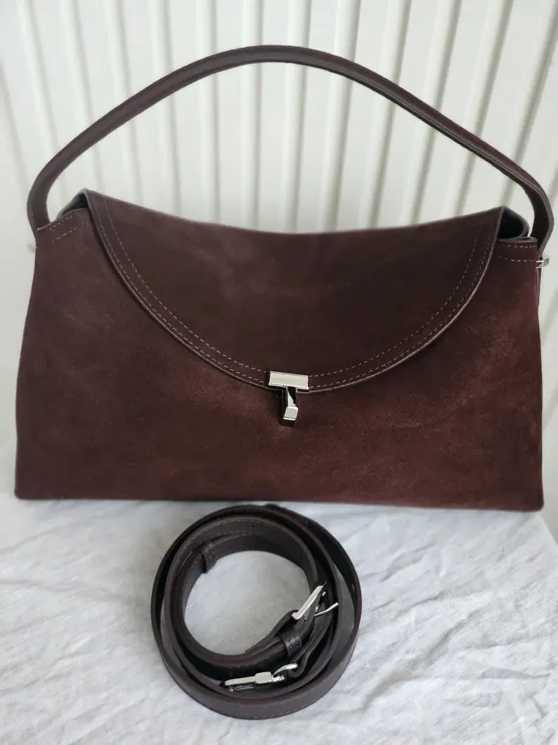 T-Lock Suede shoulder bag