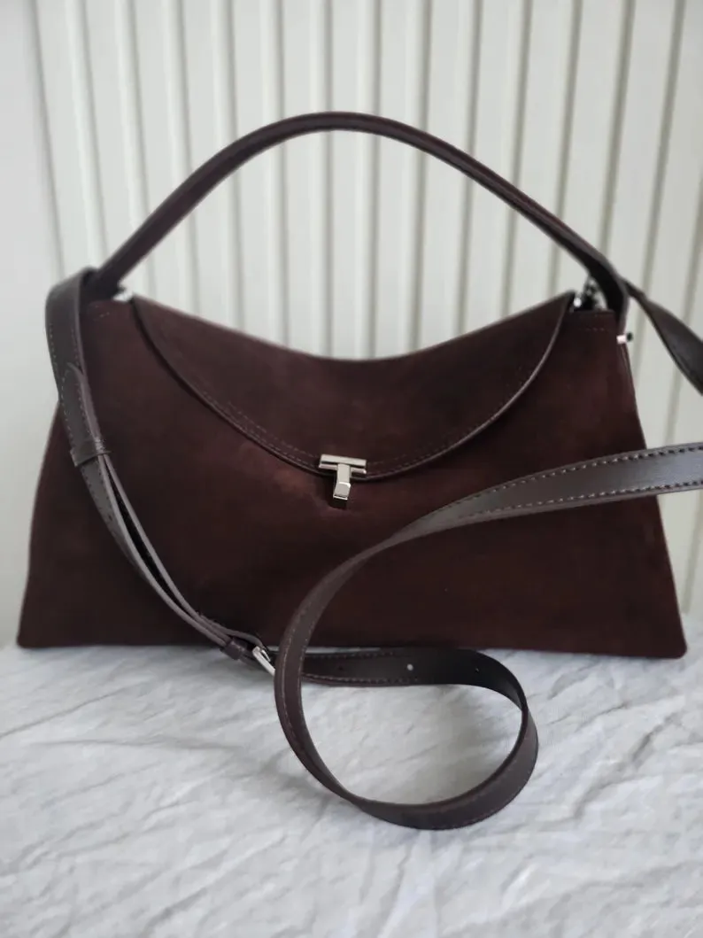T-Lock Suede shoulder bag