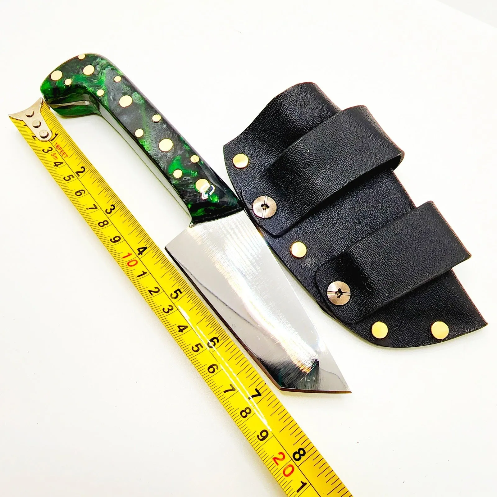 Tanto Zombie Knife Green Black Marbled Handle Made In USA