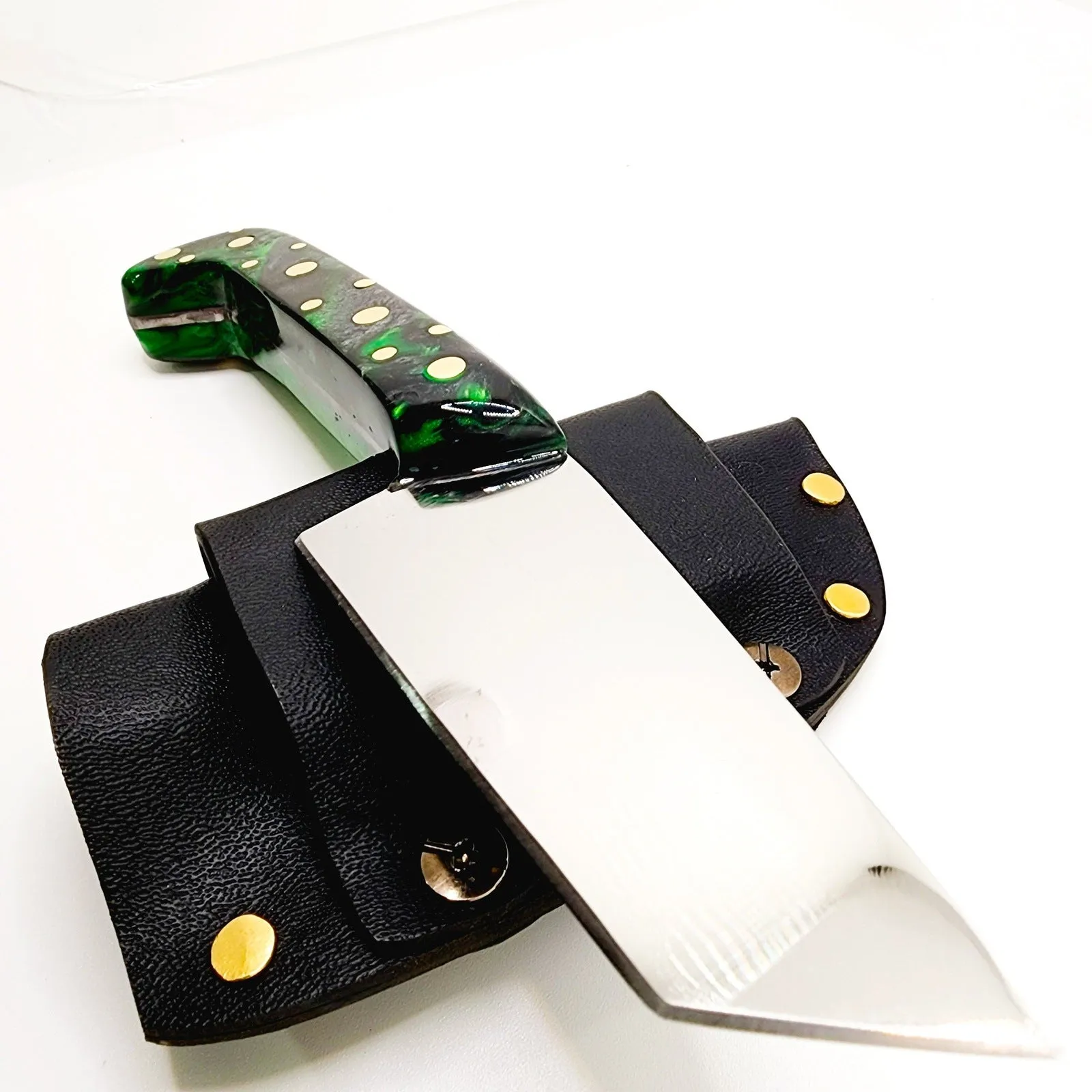 Tanto Zombie Knife Green Black Marbled Handle Made In USA