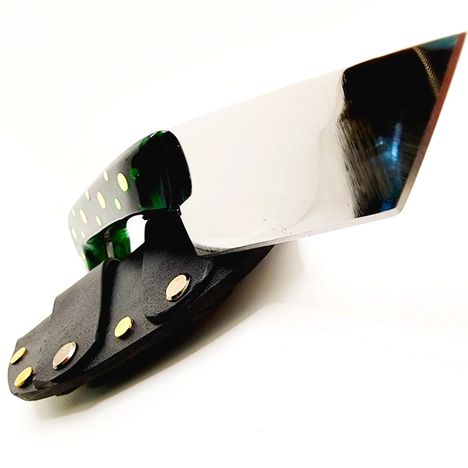 Tanto Zombie Knife Green Black Marbled Handle Made In USA